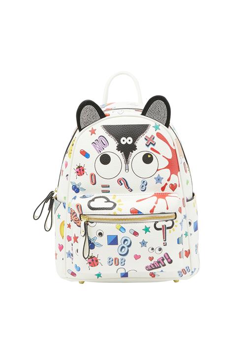 MYMO Rygsæk 'Pop Eyetheme'  gran / cranberry / sort / hvid