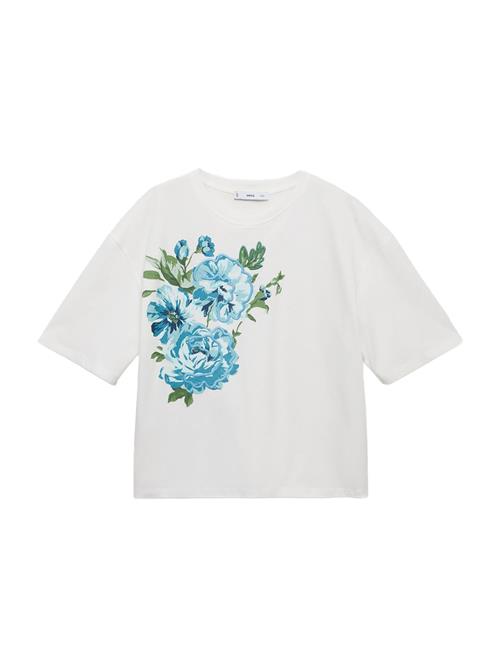 MANGO Shirts 'PEONIA'  lyseblå / grøn / offwhite