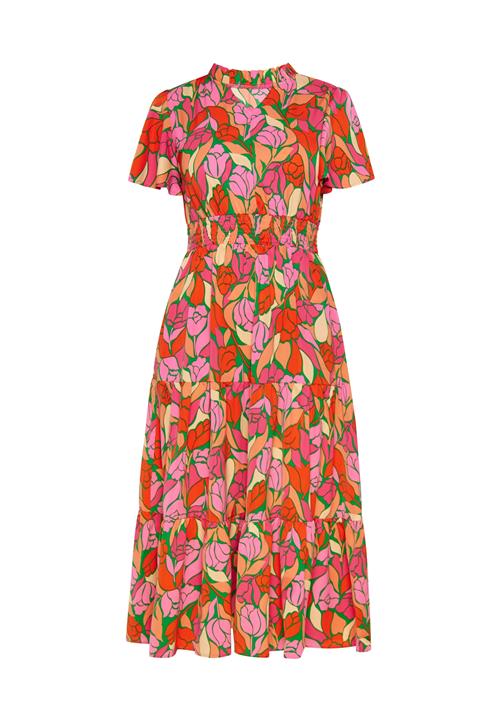 FELIPA Kjole 'Festival'  græsgrøn / pastelorange / lys pink / knaldrød