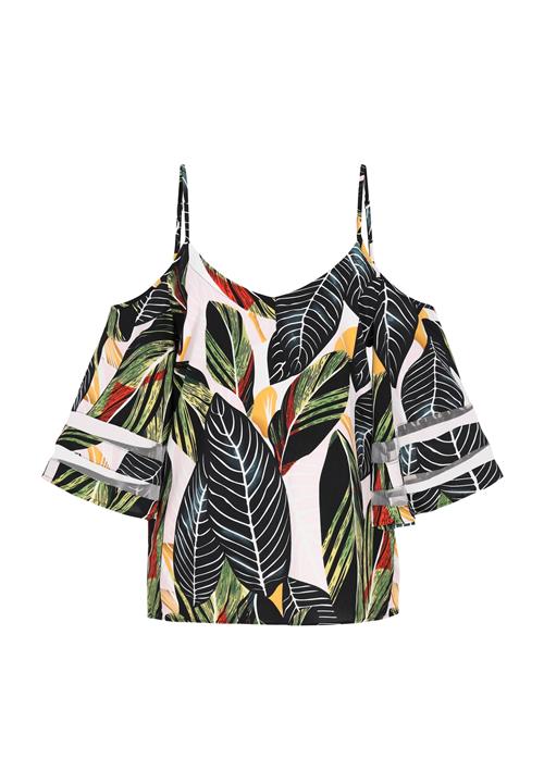 NAEMI Bluse 'Fashion Look'  natblå / gul / grøn / hvid