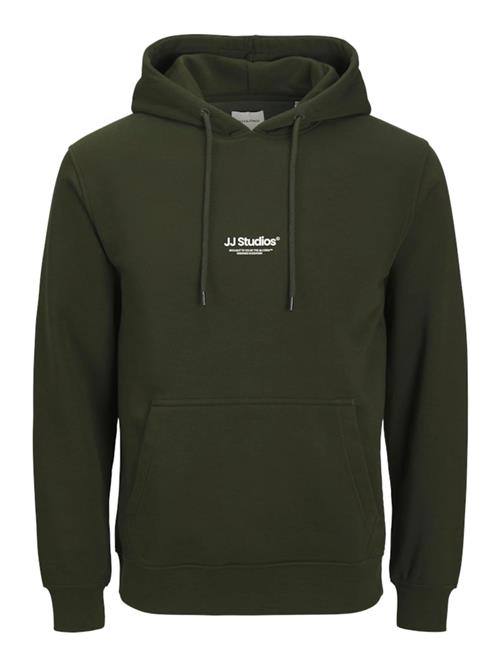 JACK & JONES Sweatshirt  mørkegrøn / hvid