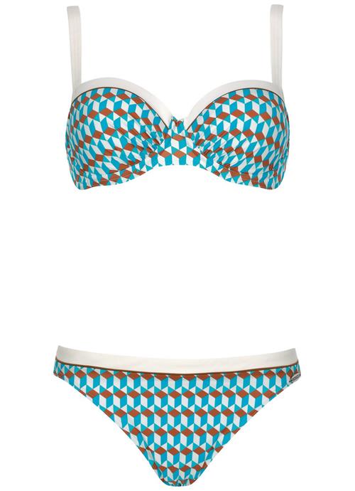 SUNFLAIR Bikini  turkis / kastaniebrun / hvid