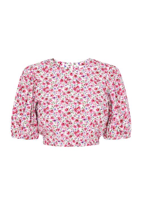 swirly Bluse 'Spring Summer'  blå / grøn / lys pink / hvid