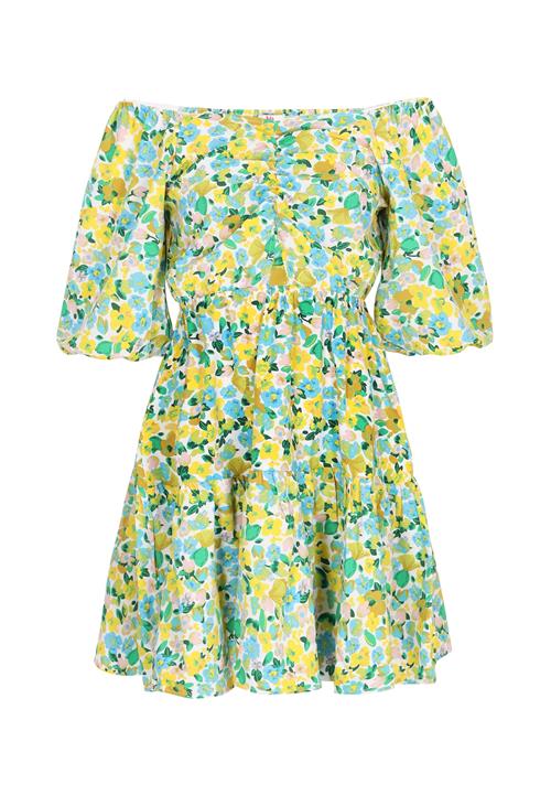 swirly Sommerkjole 'Spring Summer'  azur / gul / lyserød / hvid