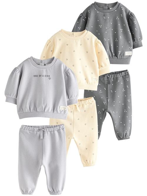Next Sæt  pastelgul / grå / mørkegrå