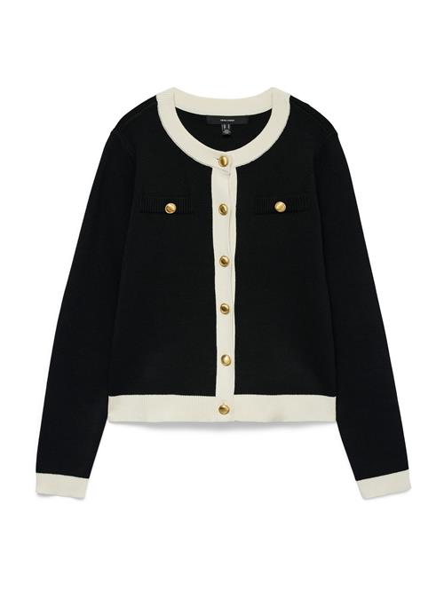 VERO MODA Cardigan 'VMOli'  sort / uldhvid