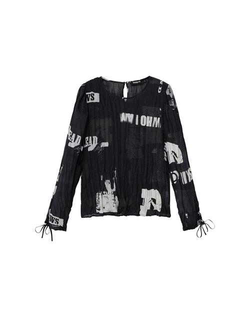 Desigual Bluse  grå / sort / hvid
