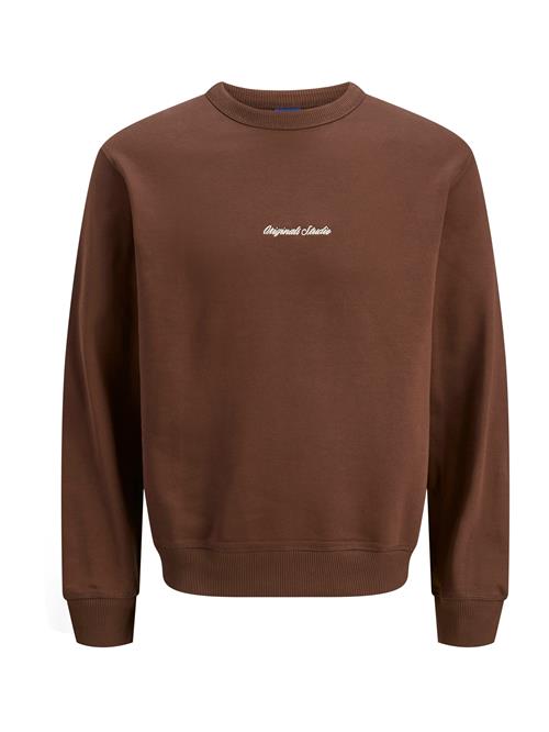JACK & JONES Sweatshirt 'JORNorrebro'  rustbrun / hvid