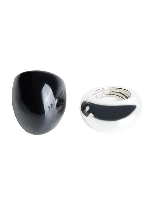 Bershka Ring  sort / sølv