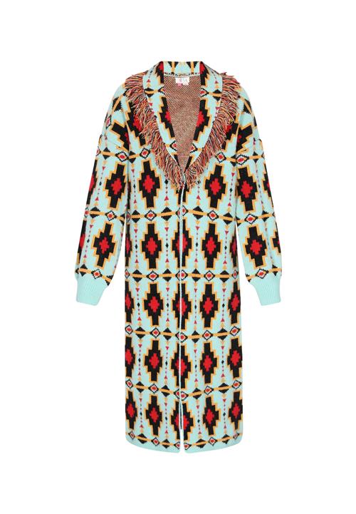 IZIA Lang cardigan  turkis / orange / rød / sort