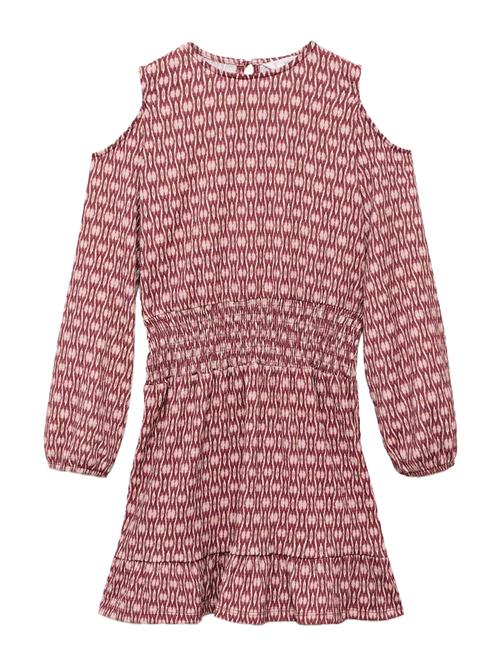 MANGO KIDS Kjole 'Greenc'  lysebrun / kirsebærsrød / hvid