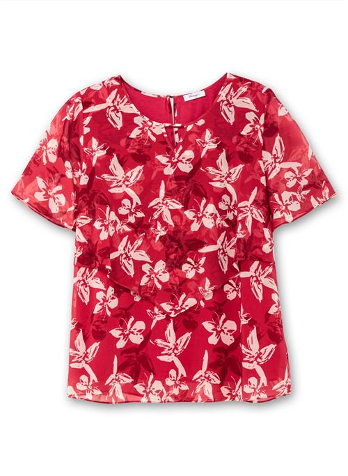 SHEEGO Bluse  lys rød / mørkerød / offwhite