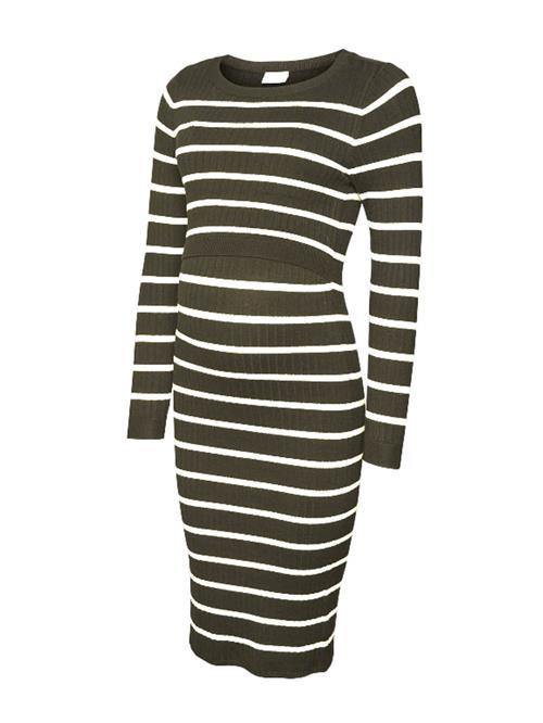 MAMALICIOUS Strikkjole 'MLNew Siv June'  oliven / hvid