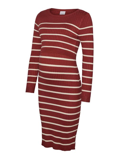 MAMALICIOUS Strikkjole 'MLNew Siv June'  rustbrun / hvid