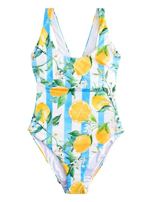 Next Badedragt  blå / lime / græsgrøn / naturhvid