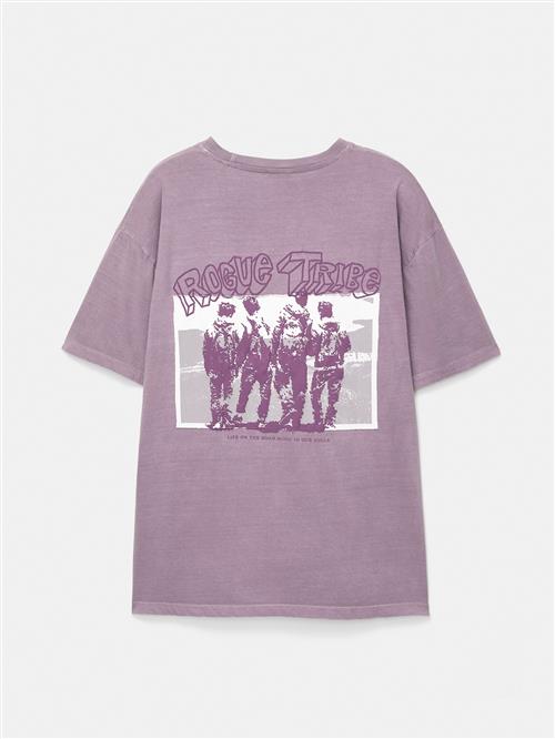 Pull&Bear Bluser & t-shirts 'Rogue Tribe'  grå / lysviolet / brombær / hvid