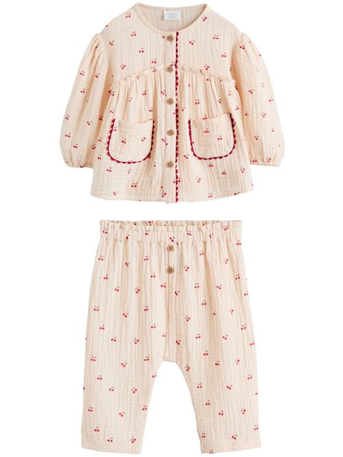 Next Sæt  sand / brokade / knaldrød