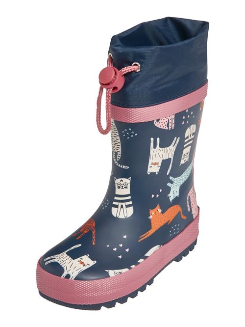 PLAYSHOES Gummistøvler 'Katzen'  marin / orange / eosin / offwhite