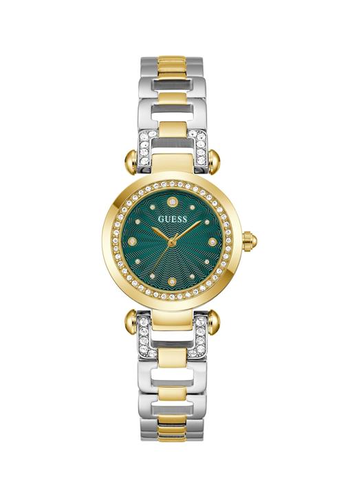 GUESS Analogt ur 'Ginger'  guld / mørkegrøn / sølv