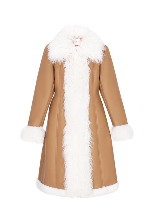 IZIA Vinterfrakke 'Fashion Look'  camel / hvid