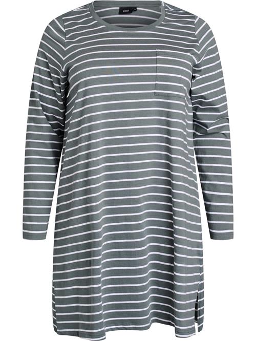 Zizzi Natskjorte 'Iv'  grøn / hvid