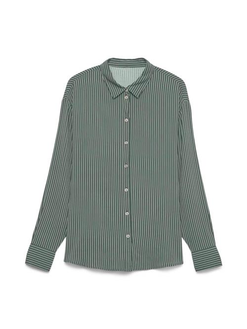 VERO MODA Bluse 'VMALICE'  mørkegrøn / hvid