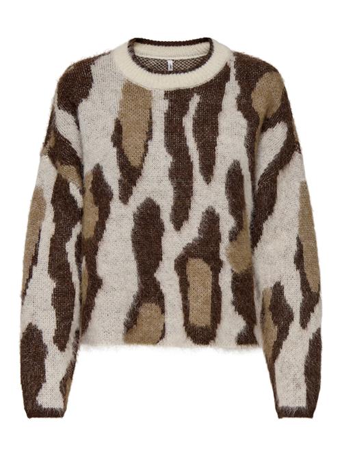 ONLY Pullover 'ONLEDELIE'  creme / camel / mørkebrun