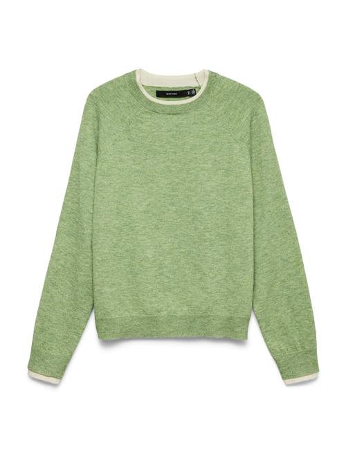 VERO MODA Pullover 'VMWONDERFUL'  lysegrøn / naturhvid