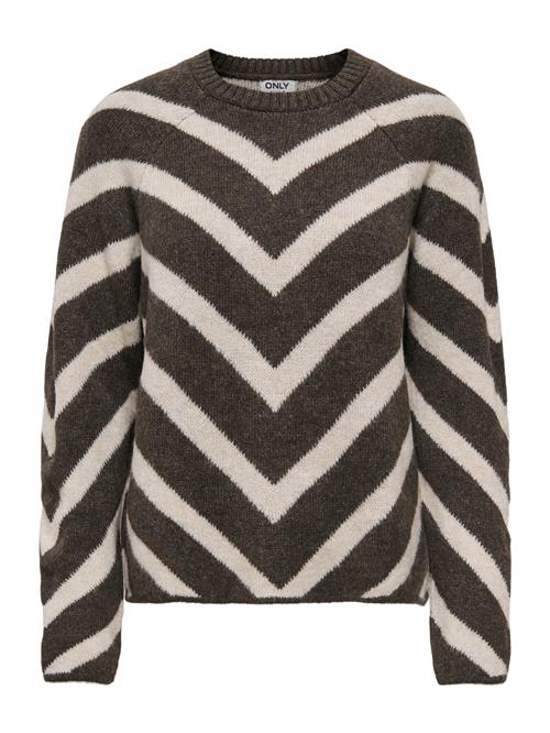 ONLY Pullover 'ONLELIZA'  mørkebrun / naturhvid