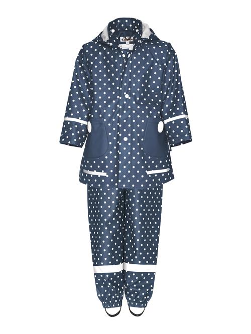 PLAYSHOES Funktionsjakkesæt 'Punkte'  marin / hvid