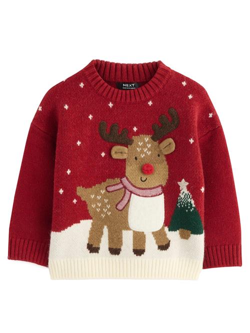 Next Pullover  beige / brun / knaldrød