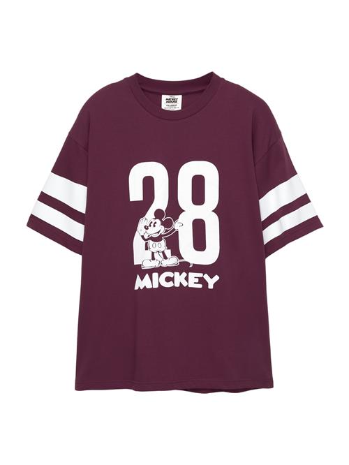 Pull&Bear Bluser & t-shirts 'MICKEY 28'  burgunder / hvid