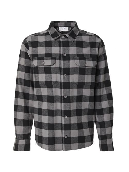 DAN FOX APPAREL Skjorte 'Efe'  grå / hvid