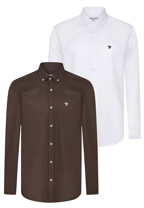 Felix Hardy Skjorte  mørkebrun / hvid