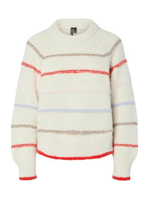 PIECES Pullover 'PCNELIA'  creme / lyseblå / lysebrun / knaldrød