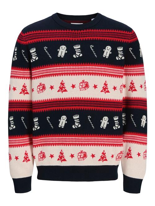 JACK & JONES Pullover 'JJXmas Noel'  mørkeblå / rød / hvid