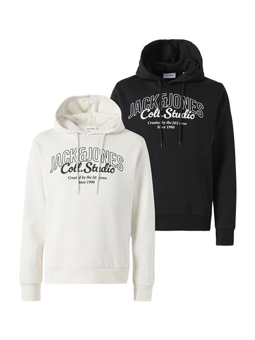 JACK & JONES Pullover 'JJMAKOTO'  sort / hvid / uldhvid