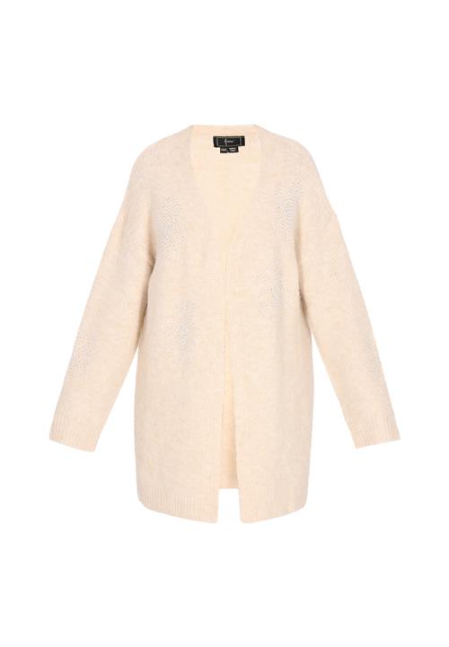 faina Lang cardigan  lysebeige / hvid