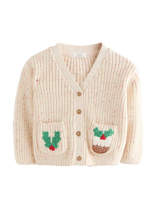 Next Cardigan 'Holly Jolly Christmas'  ecru / gul / græsgrøn / knaldrød