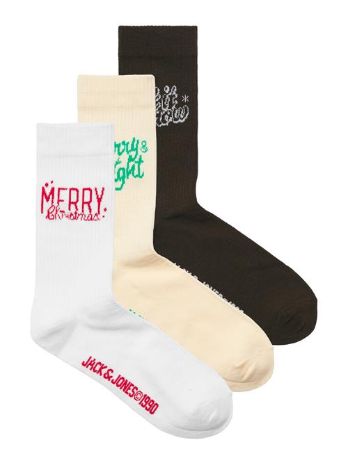 JACK & JONES Sokker 'JACMERRY'  creme / vinrød / sort / hvid