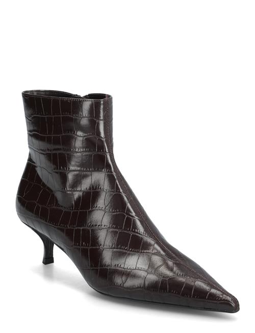 Mango | Croc-Effect Pointed-Toe Ankle Boots | 38
