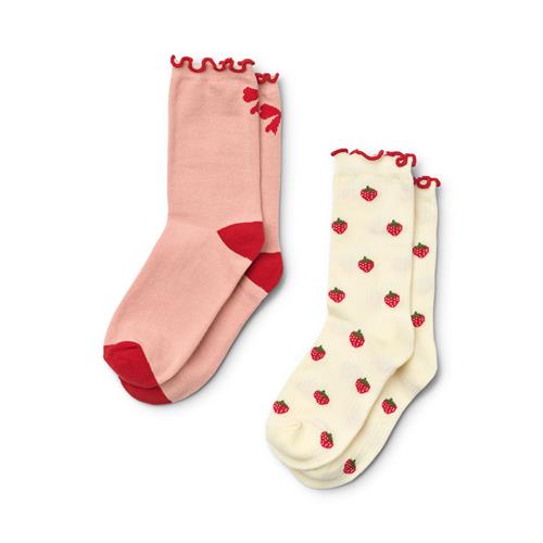 Flöss Vigga 2-pak Sokker Pointelle Berry 2-pack  Pointelle Berry 2-Pack-25-28 EU  Lyserød  25-28 EU  kvinde