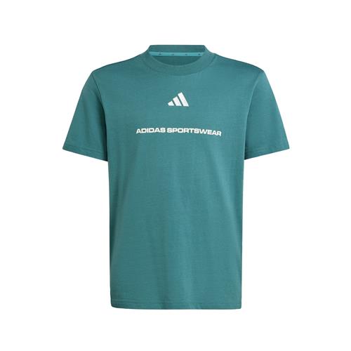 ADIDAS SPORTSWEAR Funktionsskjorte 'adidas Slogan Single Jersey'  smaragd / hvid