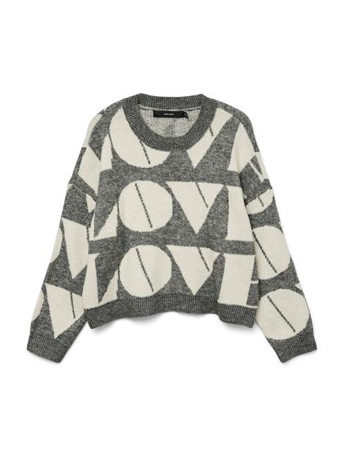 VERO MODA Pullover 'VMLOVE'  grå-meleret / hvid