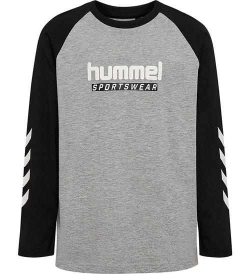 Hummel Bluse - Gråmeleret/ sort m. Logo