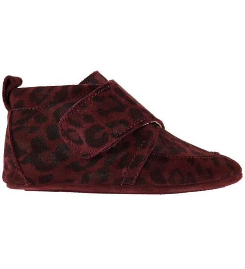En Fant Hjemmesko - Bordeaux m. Leoprint