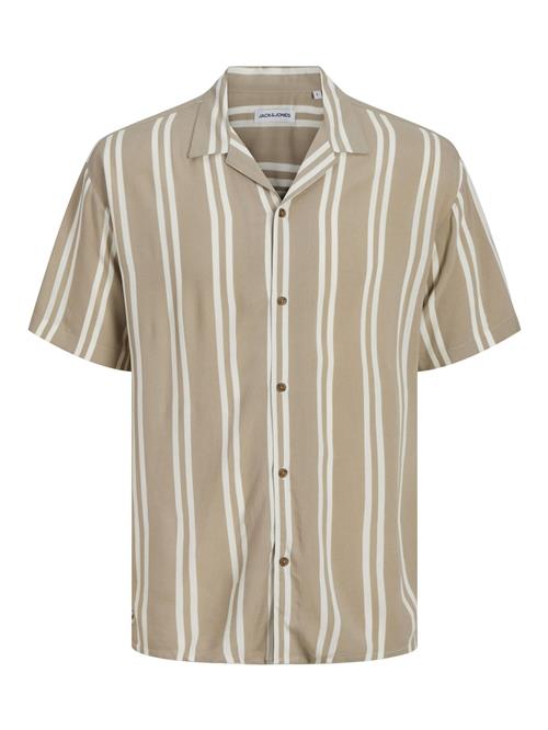JACK & JONES Skjorte 'JJEJeff'  mørkebeige / hvid