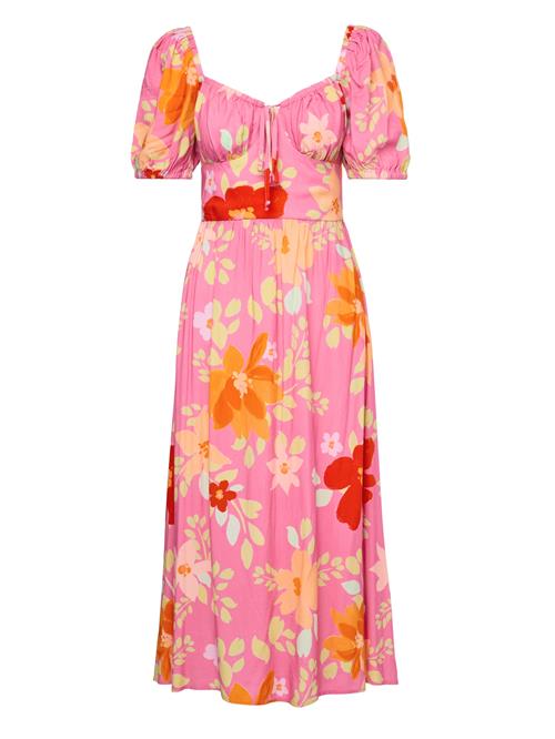 Laurella Kjole  lysegul / pastellilla / mørkeorange / lys pink