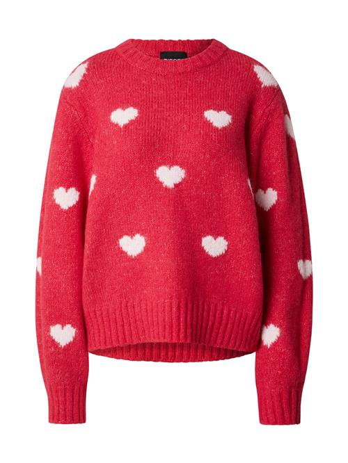 PIECES Pullover 'RINA'  hindbær / hvid