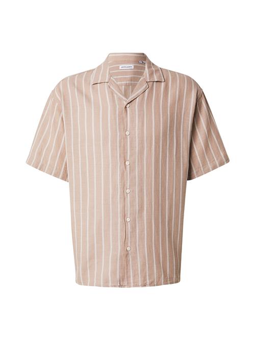 JACK & JONES Skjorte 'JJEEnzo'  mørkebeige / hvid